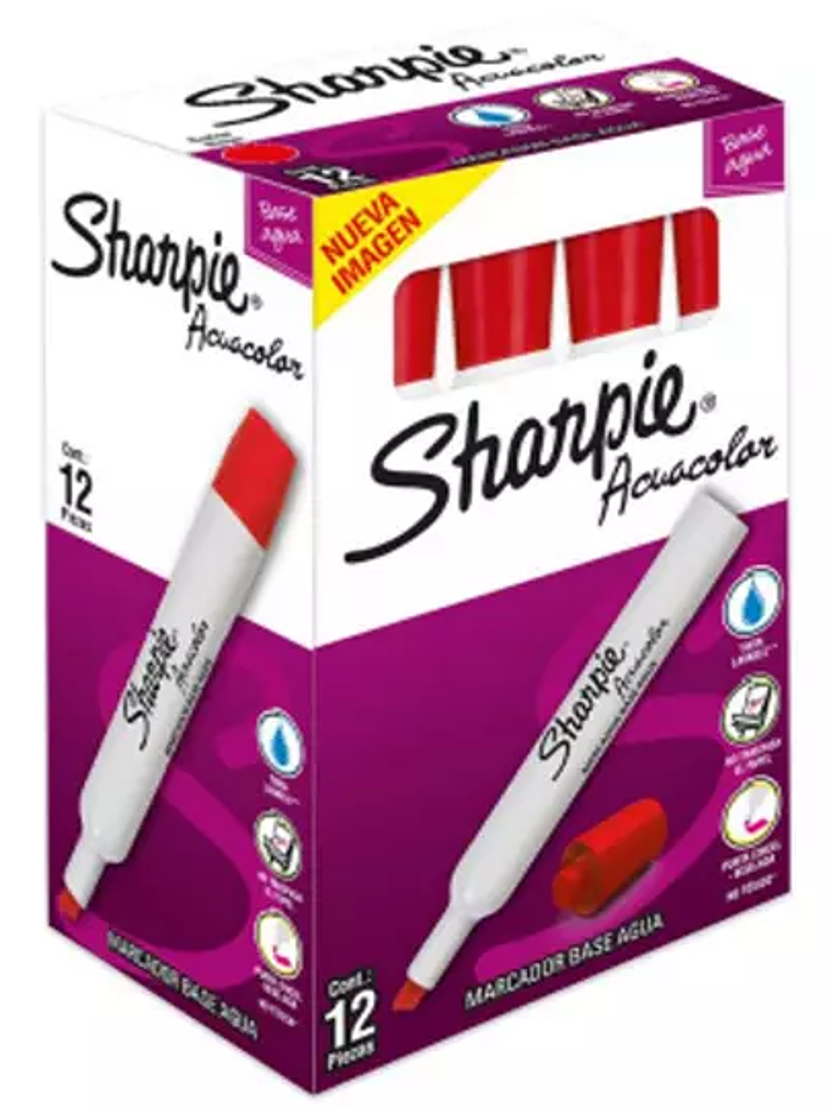 Sharpie acuacolor con 12 piezas color ro 1