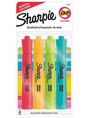 Resaltador Sharpie Tank caja con 4 pieza