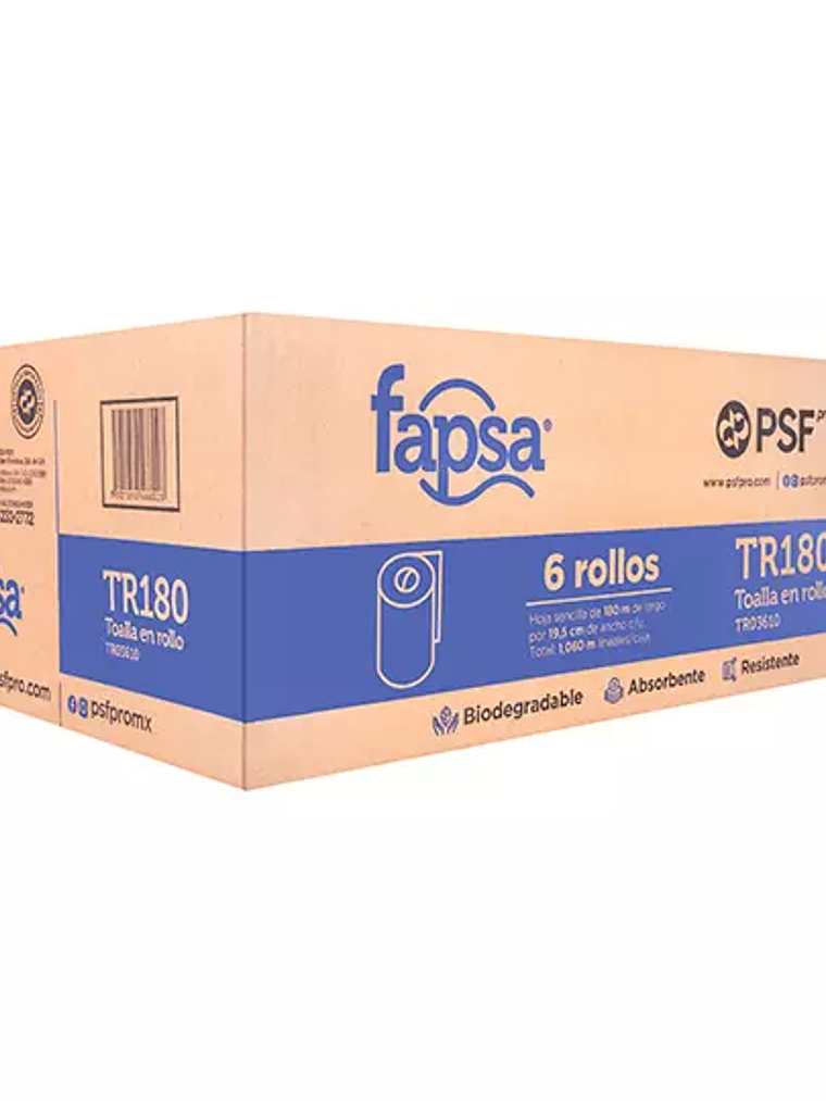 Toalla Fapsa en rollo blanca de 180 m, c 1