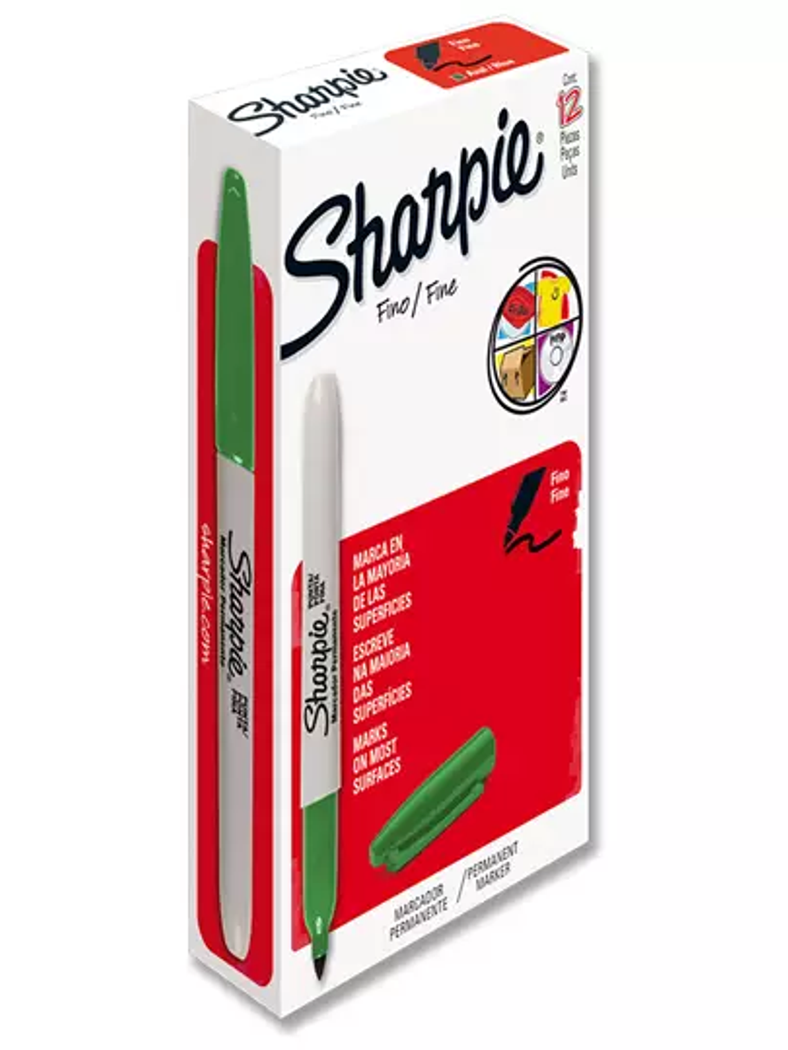 Marcador permanente Sharpie fino verde c 1