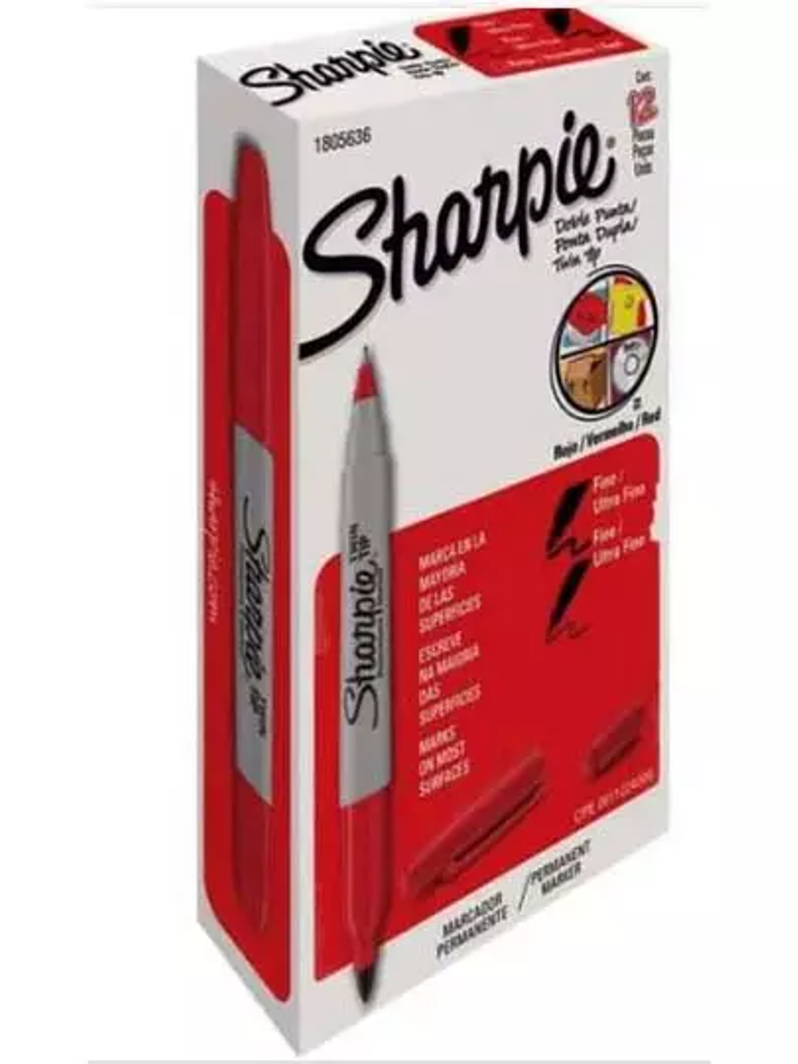 Marcador Sharpie doble punta rojo caja c 1