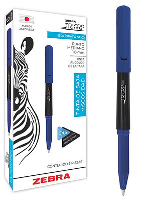 Bolígrafo stick ZEBRA Tri-grip punto med