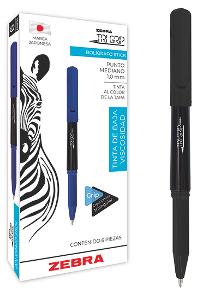 Bolígrafo ZEBRA TRI-GRIP punto mediano 1 1