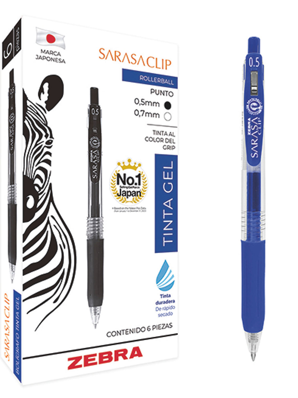 Bolígrafo de gel ZEBRA Sarasa clip punto 1