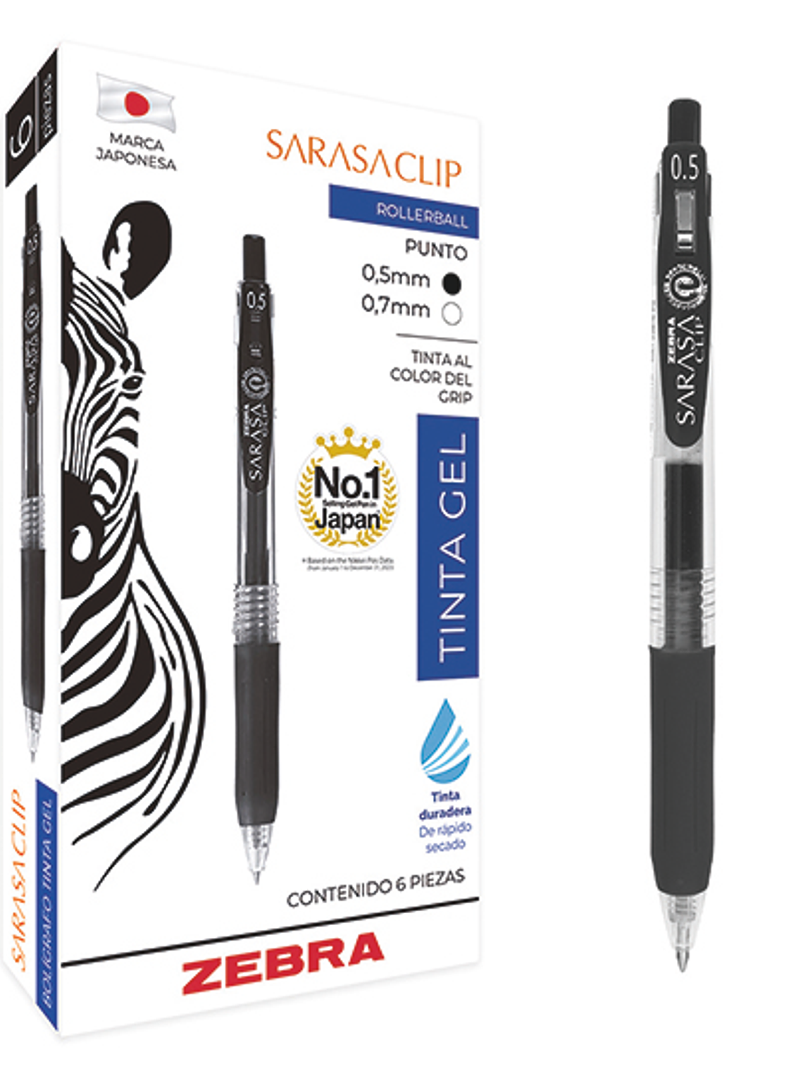 Bolígrafo de gel ZEBRA Sarasa clip punto 1