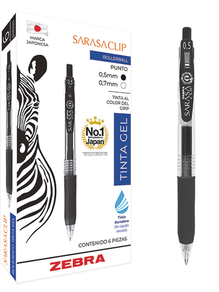 Bolígrafo de gel ZEBRA Sarasa clip punto 1