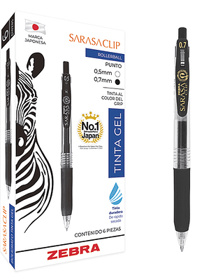 Bolígrafo de gel ZEBRA Sarasa clip punto