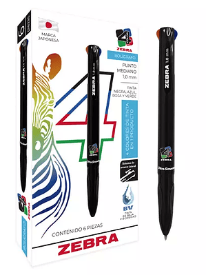 Bolígrafo retráctil ZEBRA punto mediano