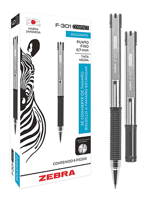 LM-Bolígrafo ZEBRA F-301 COMPACT punto f
