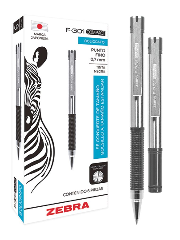 LM-Bolígrafo ZEBRA F-301 COMPACT punto f 1