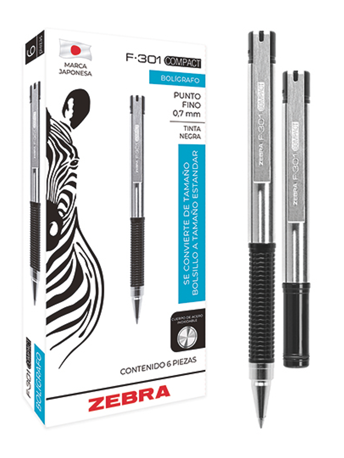 Bolígrafo ZEBRA F-301 COMPACT punto fino 1
