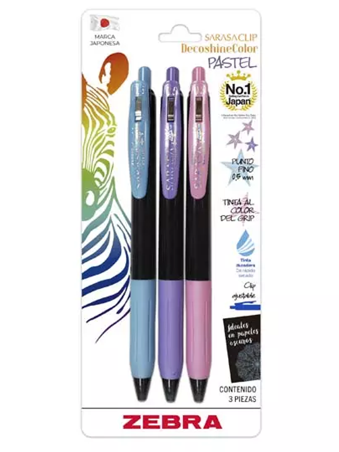 LM-Bolígrafo de gel ZEBRA SARASA Decoshi 1