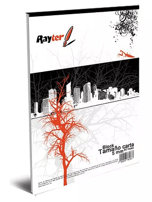 Block Rayter, tamaño carta, cuadro, 5mm