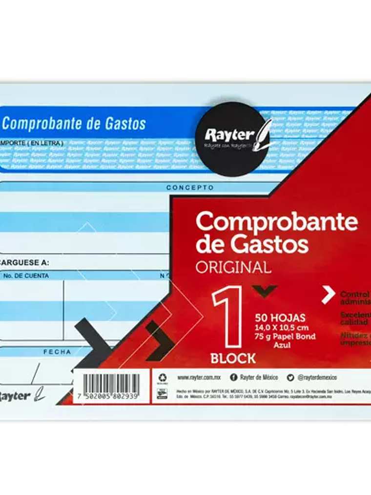 Comprobante de gastos Rayter, 1/4 de car 1