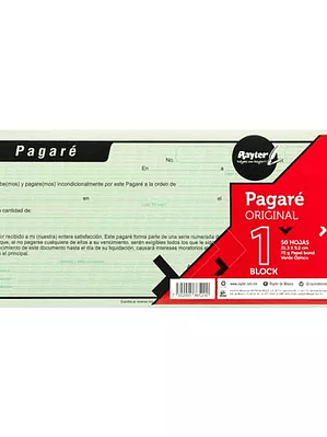 Pagare Rayter, 1/3 de carta, papel verde
