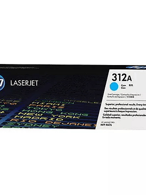 Cartucho de tóner cian HP 312a.
