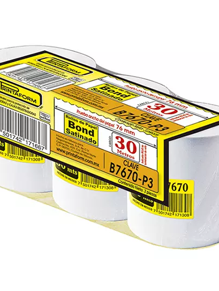 Rollo de papel Bond Printaform 76 mm x 3 1
