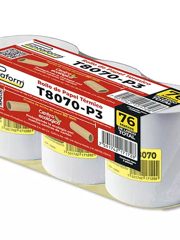 Rollo de papel térmico Printaform 80 mm 1