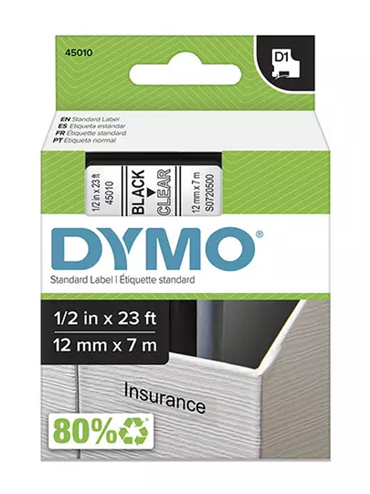 Cinta DYMO para rotulado negro con fondo 1