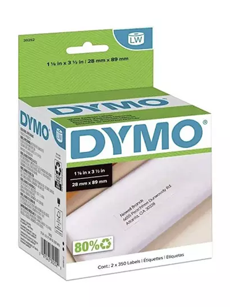 Etiqueta DYMO blanca de 89x28mm blíster 1