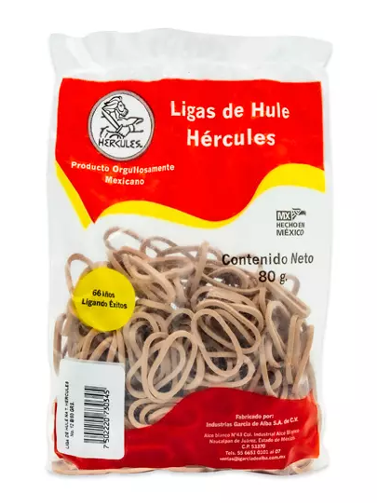 Ligas Hercules de hule natural no. 12. b 1