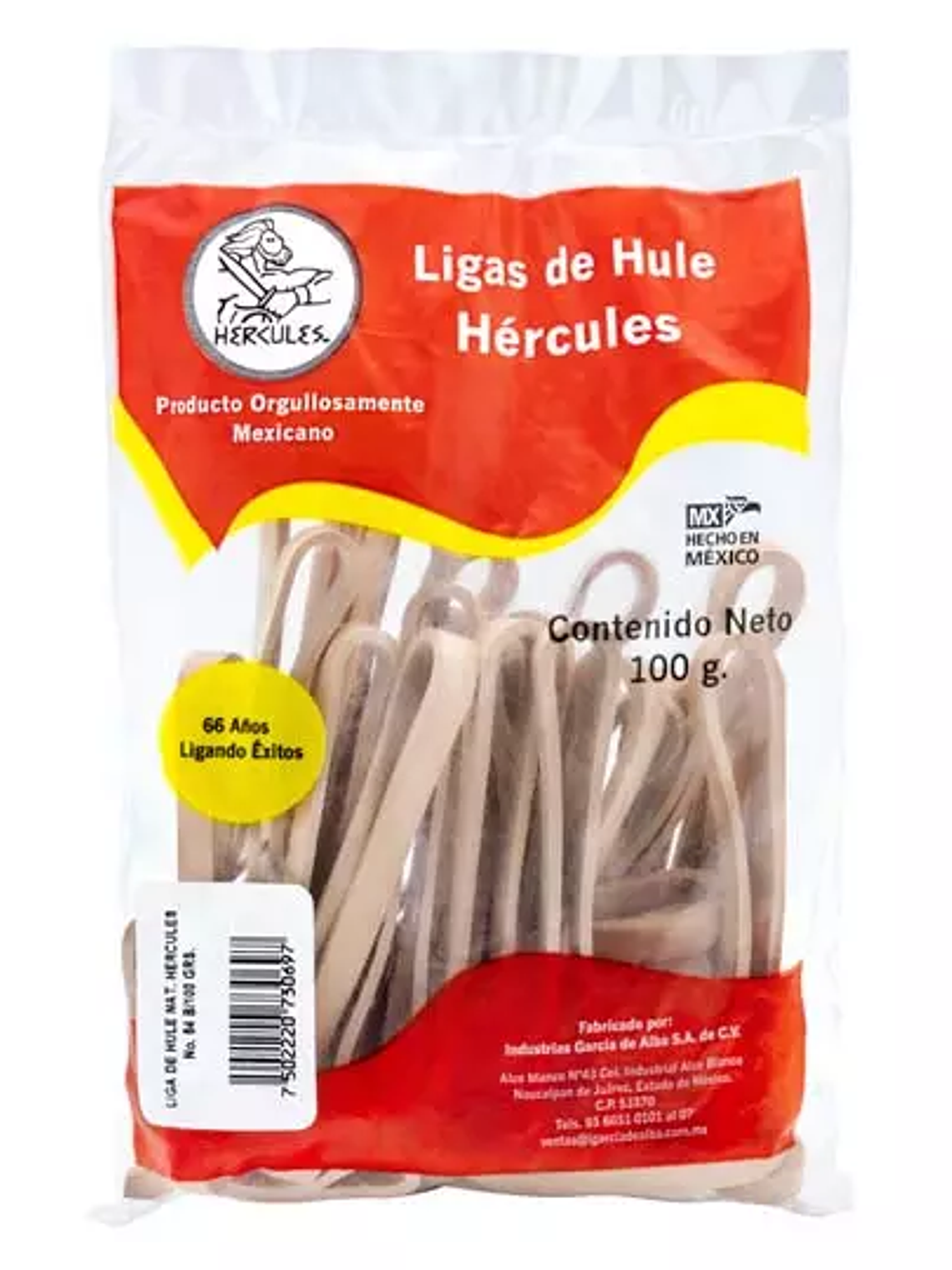 Ligas Hercules de hule natural no. 64. b 1