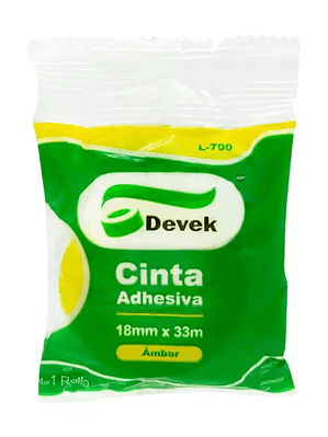 Cinta adhesiva DEVEK 18 mm x 33 m, ambar