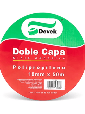 Cinta doble capa DEVEK 18 mm x 50 m colo