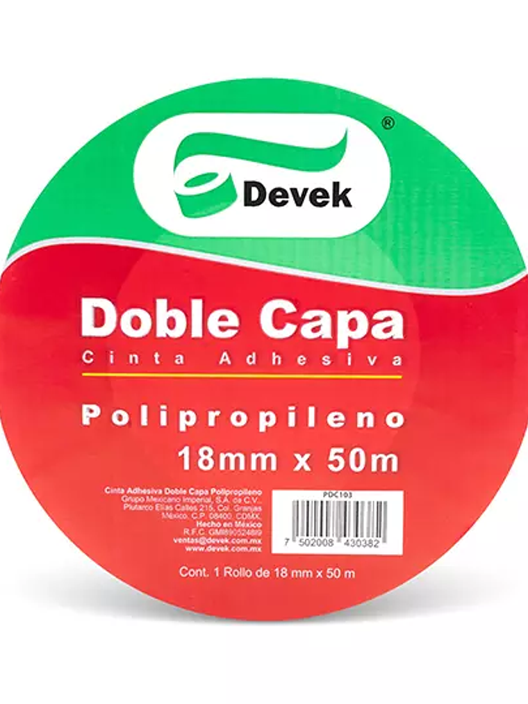 Cinta doble capa DEVEK 18 mm x 50 m colo 1