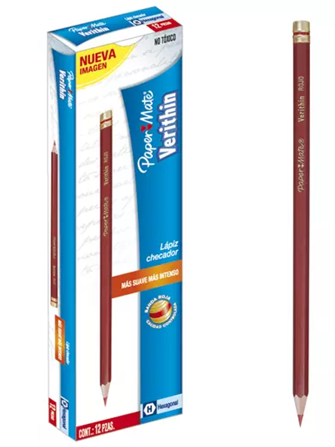 Lápiz checador Verithin rojo caja con 12 1