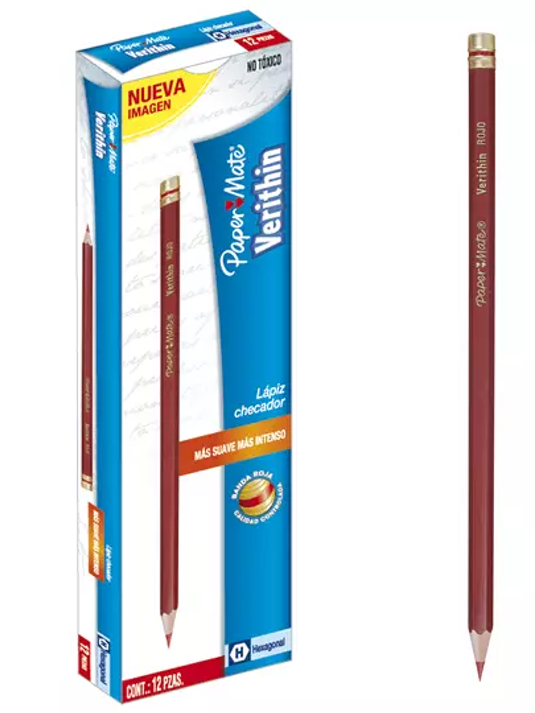 Lápiz checador Verithin rojo caja con 12 1