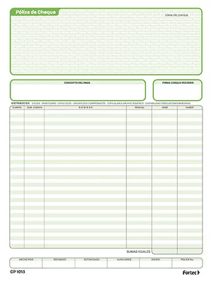 Póliza de cheque duplicado Fortec carta