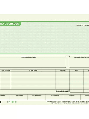 Póliza de cheque con carbón Fortec 1/2 o