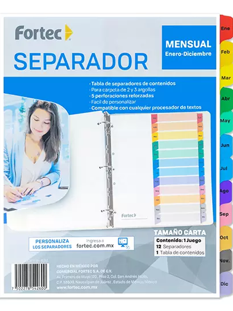 Separador con índice Fortec carta ceja d 1