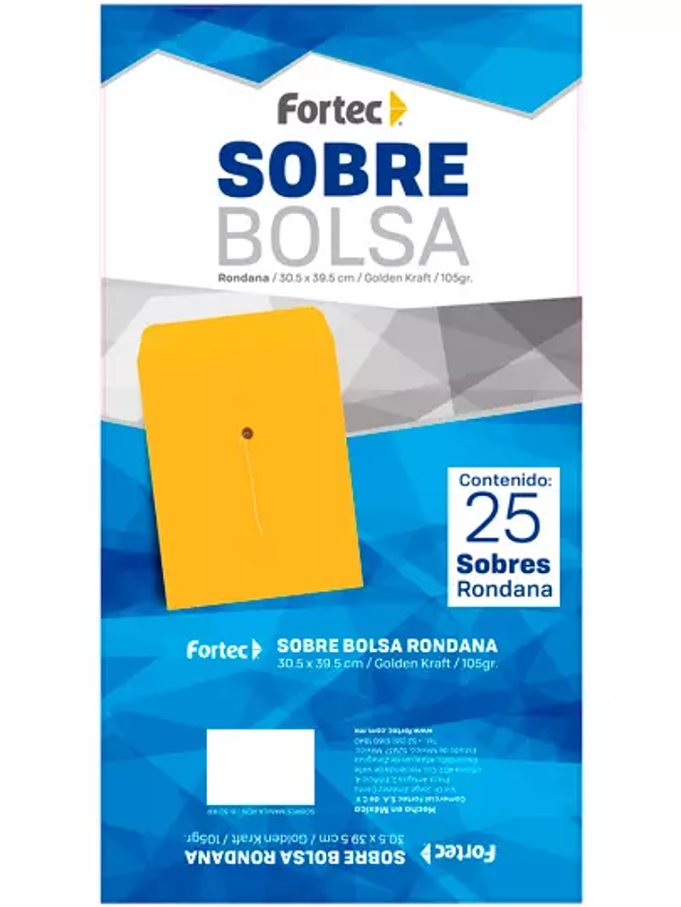 Sobre kraft con rondana Fortec legal caj 1