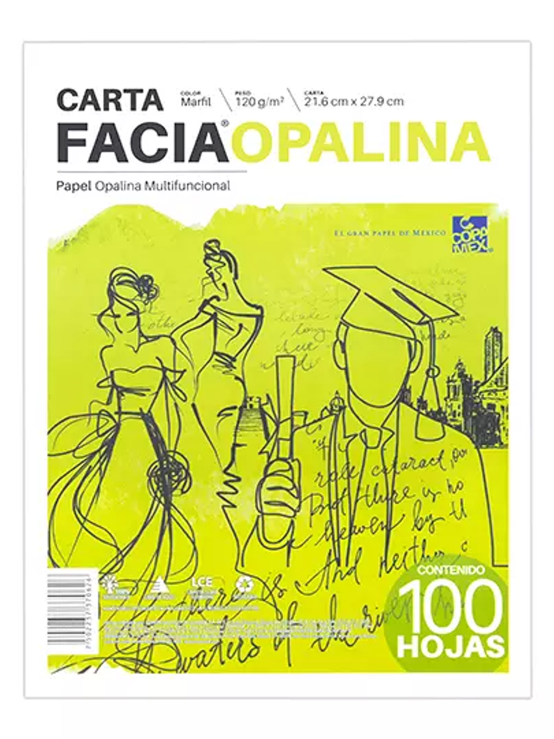 Paquete de papel opalina marfil 120gr. F 1