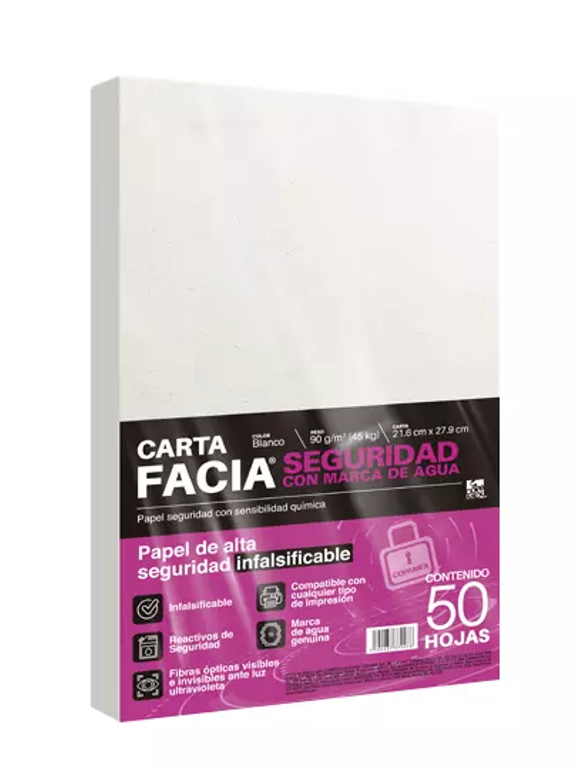 Paquete de papel seguridad Facia tamaño 1