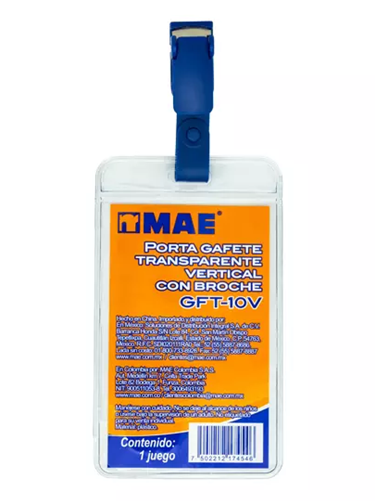 Gafete transparente vertical marca mae 1 1