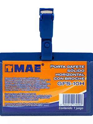 Gafete azul horizontal marca mae 1 pieza