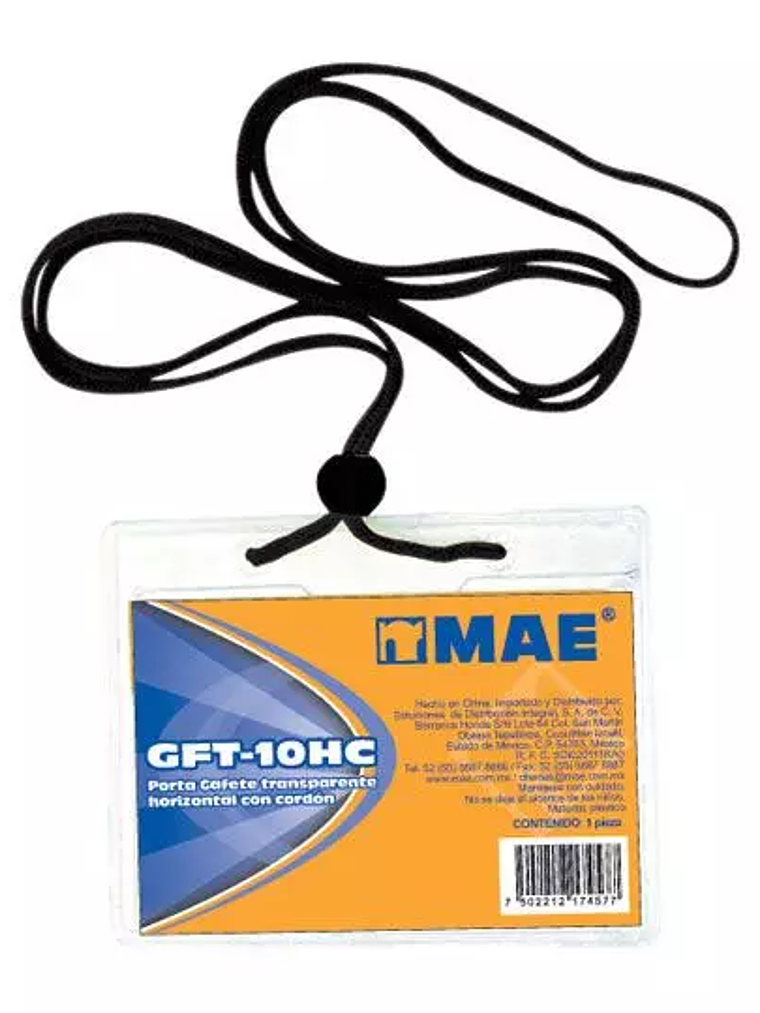 Gafete transparente horizontal marca mae 1