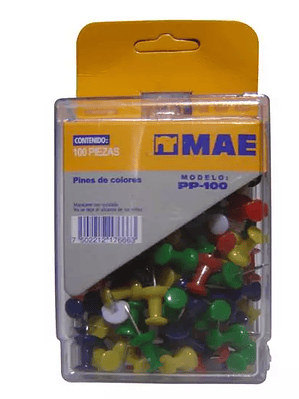 Caja de pines mae colores solidos con 10
