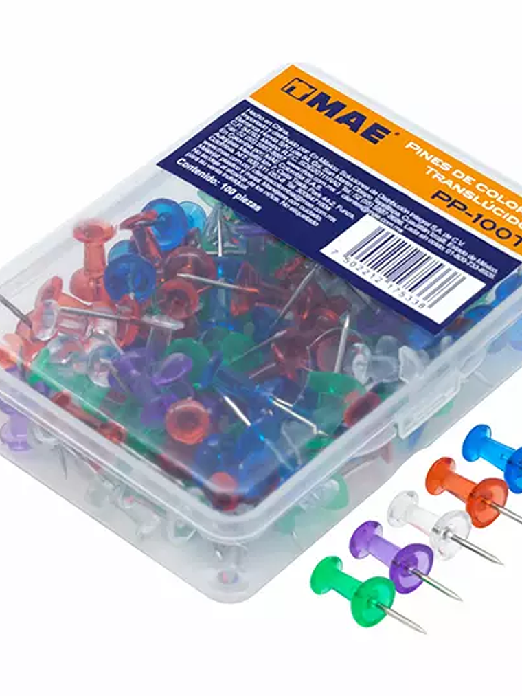 Caja de pines mae colores traslucidos co 1