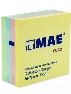 Notas Adhesivas MAE colores pastel 3x3 b