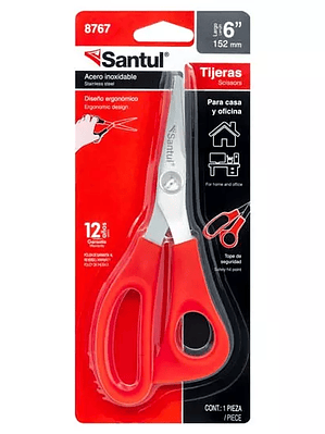 Tijeras santul de 6 pulgadas color rojo