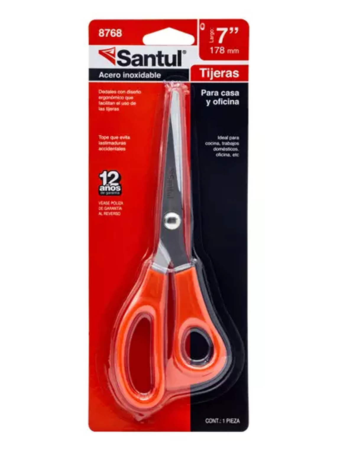 Tijeras santul de 7 pulgadas color rojo 1