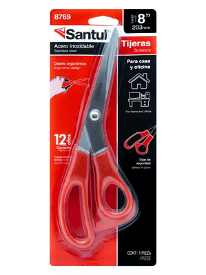 Tijeras santul de 8 pulgadas color rojo