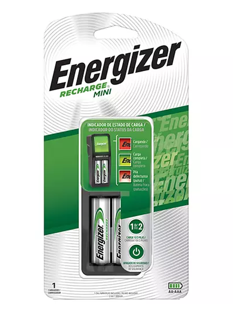 Cargador Mini Energizer con 2 pilas AA 1
