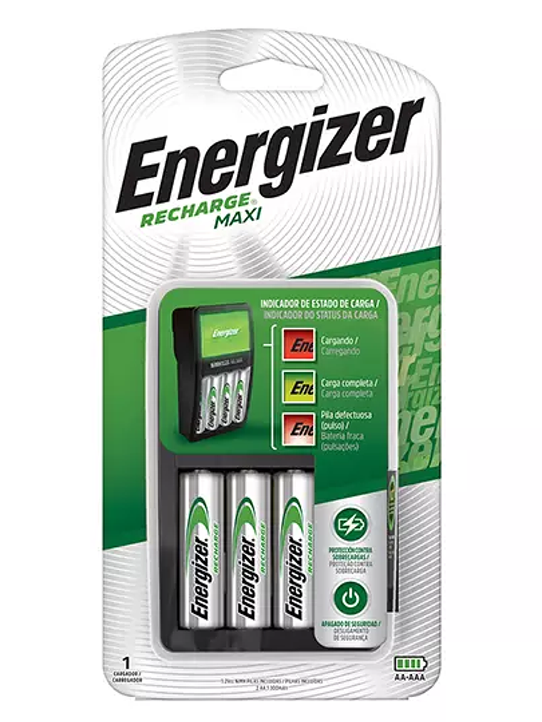Cargador Maxi Energizer con 2 pilas AA 1