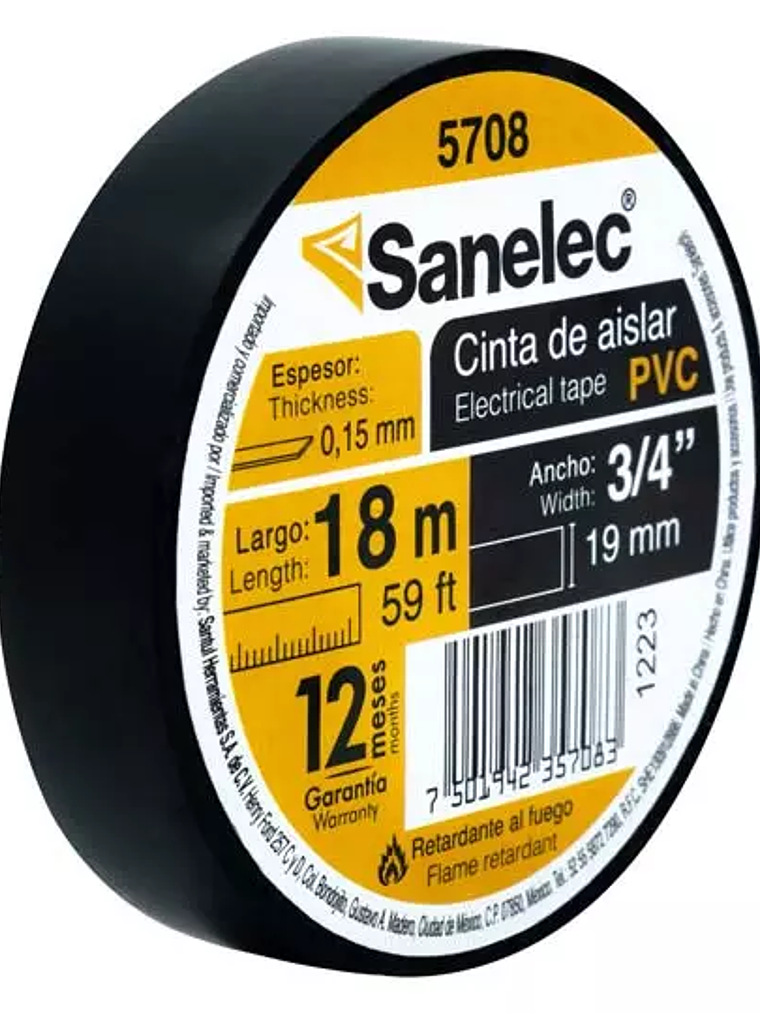 Cinta de aislar Santul 18m color negra 1