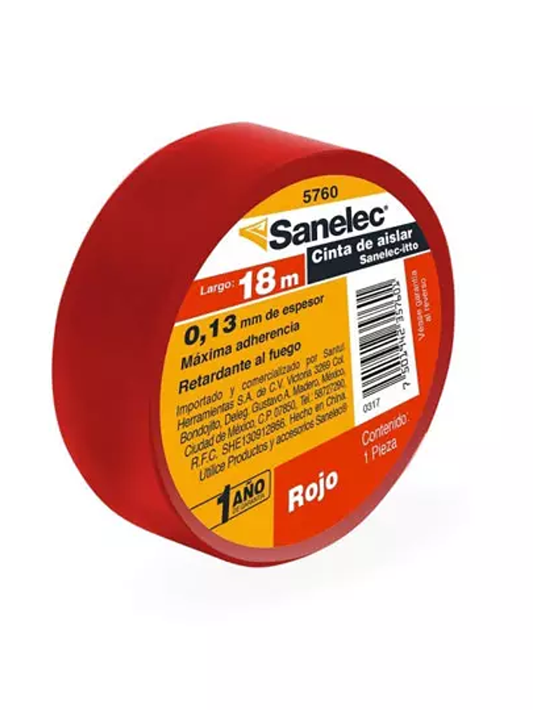 Cinta de aislar santul 18 m rojo. 1